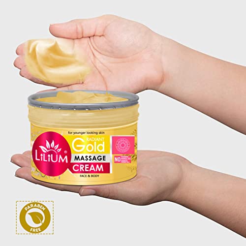 Lilium Radiant Gold Face & Body Massage Cream 250gm, For Younger Looking Skin, Lavish Gold Infusion, Promotes Skin Elasticity, Deep Nourishment, Radiant & Luminous Glow, All Skin Types - Image 5