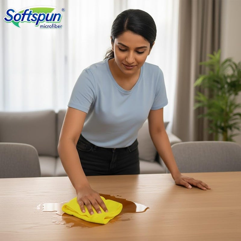 SOFTSPUN Microfiber Cleaning Cloths, 4pcs 40x40cms 340 GSM Multi-Colour! Highly Absorbent, Lint and Streak Free, Multi -Purpose Wash Cloth for Kitchen, Window, Stainless Steel, Silverware. - Image 5