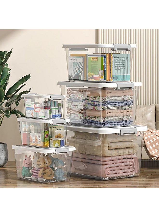HoopVool Clear Storage Container Box, Stackable Storage Bin with Lid, Plastic Container with Heavy Duty Latches to Organize, White Lid. (Combo Set, Combo Set) - Image 3