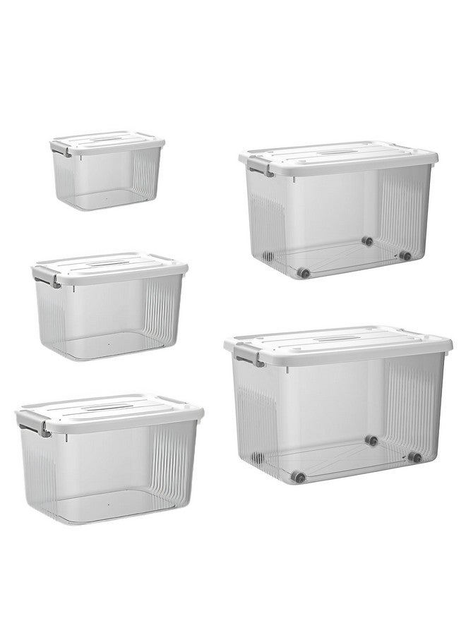 HoopVool Clear Storage Container Box, Stackable Storage Bin with Lid, Plastic Container with Heavy Duty Latches to Organize, White Lid. (Combo Set, Combo Set) - Image 1