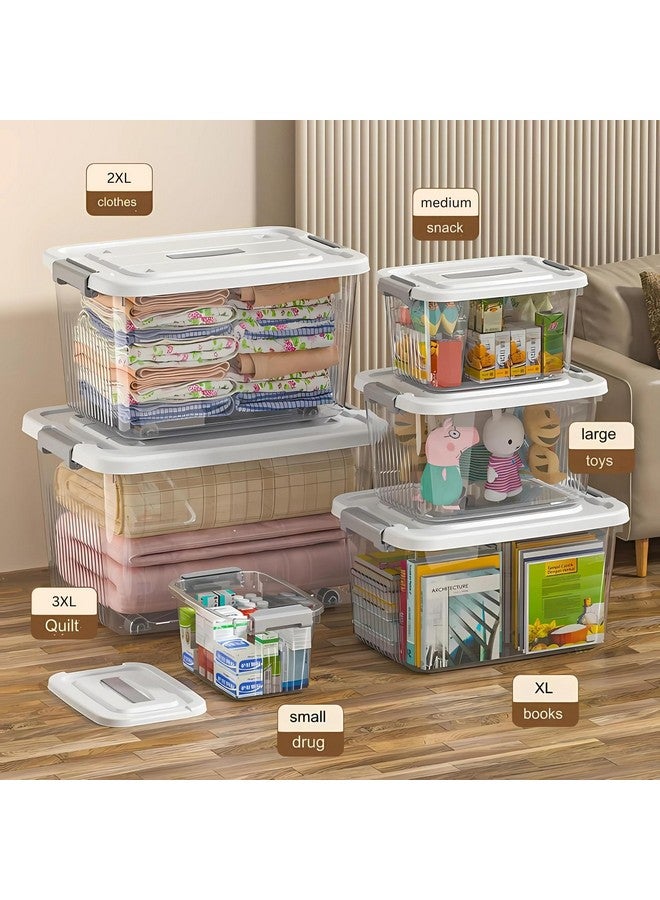 HoopVool Clear Storage Container Box, Stackable Storage Bin with Lid, Plastic Container with Heavy Duty Latches to Organize, White Lid. (Combo Set, Combo Set) - Image 4