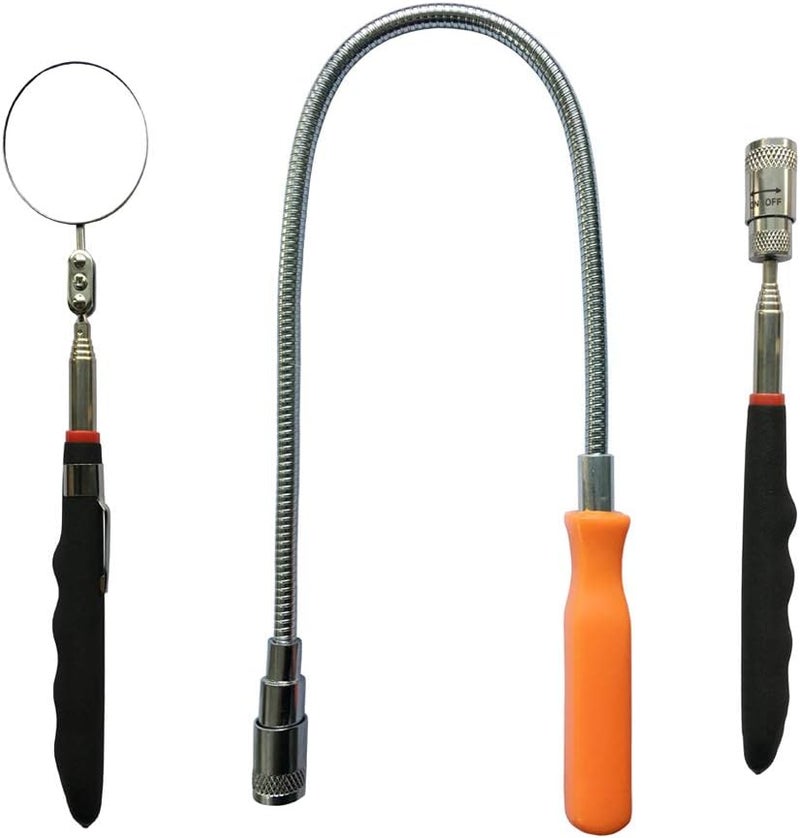 Ailenyun Telescopic Inspection Mirror, Round Mirror (Diameter 5mm / 1.96in). Telescopic Magnetic Pickup with LED Lights. Directional Magnetic Pickup with LED Light. 3-in-1 Tool Set. - Image 1