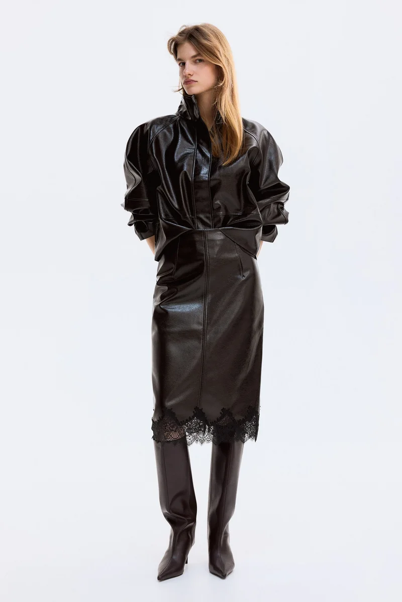 H&M Coated pencil skirt