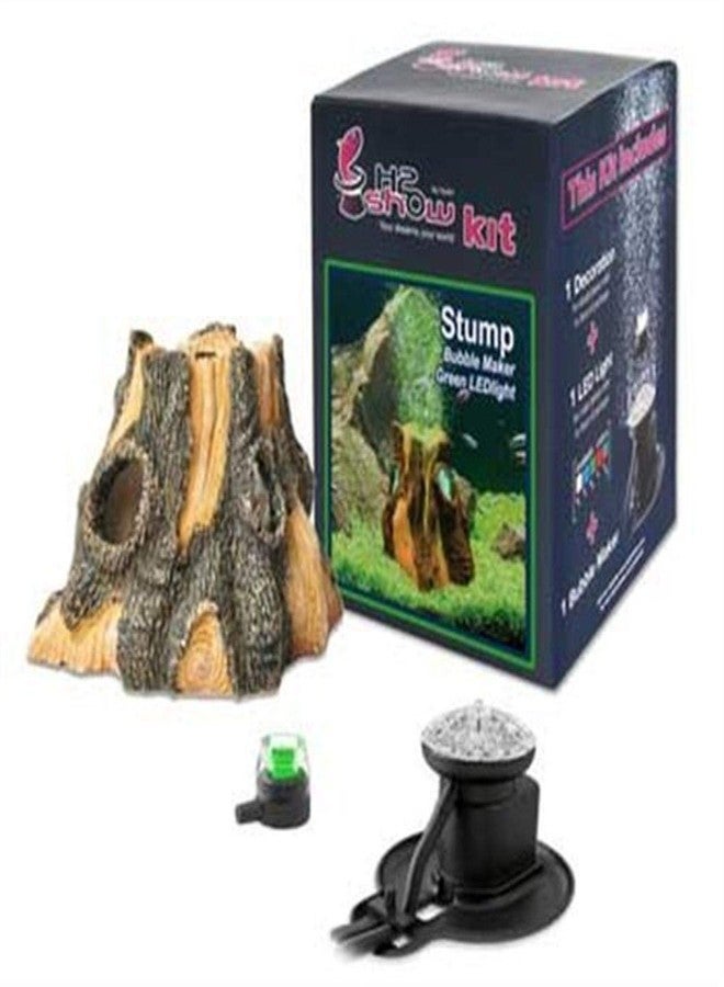 Ferplast Hydor H2Show Green Stump/Log Kit - Green LED with Bubbles - Image 1