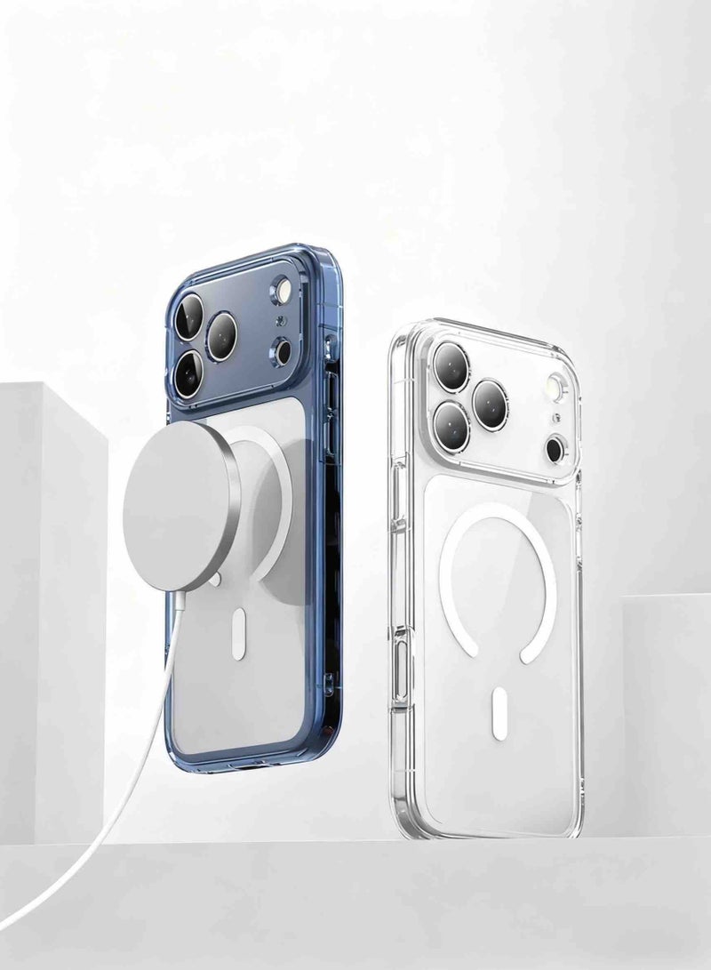 ألترون جراب شفاف مغناطيسي وغير مغناطيسي من ALTRONE Aurora متوافق مع iPhone 17 Pro Max، مضاد للاصفرار، يحمي العدسات، تصميم نحيف مقاوم للصدمات (إصدار 2025) (أزرق ثلجي) - Image 1