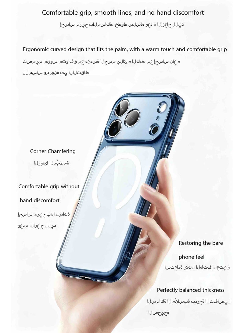 ألترون جراب شفاف مغناطيسي وغير مغناطيسي من ALTRONE Aurora متوافق مع iPhone 17 Pro Max، مضاد للاصفرار، يحمي العدسات، تصميم نحيف مقاوم للصدمات (إصدار 2025) (أزرق ثلجي) - Image 2