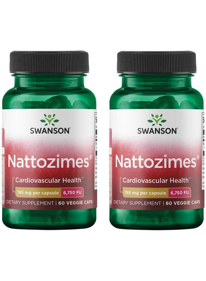 Swanson Triple-Strength Nattozimes 195 Milligrams/6750 Fu 60 Veg Capsules Enzyme (2 Pack)