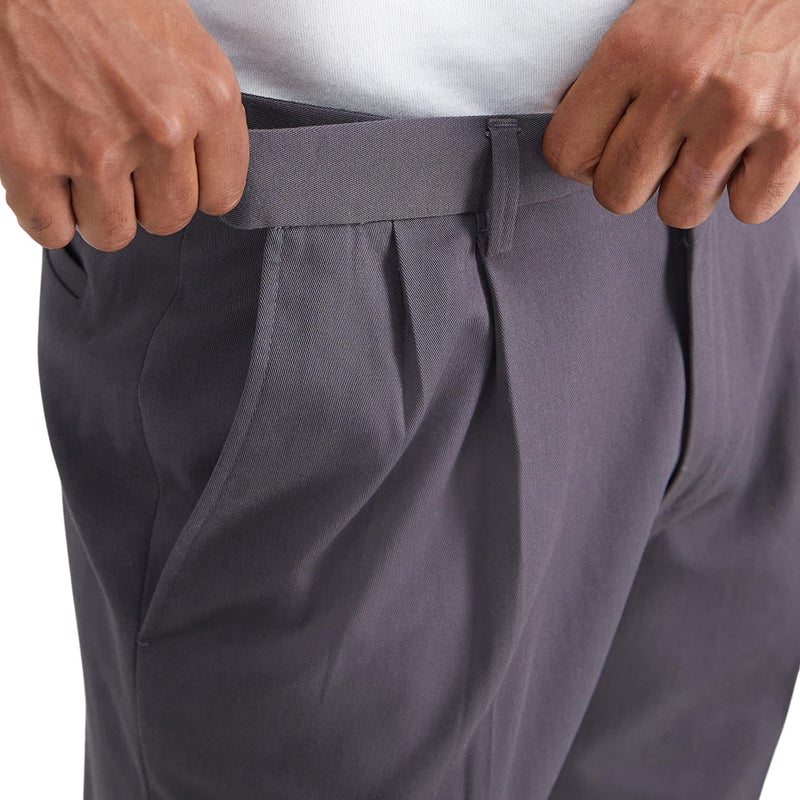Haggar Men's Premium No Iron Khaki Classic Fit Pleat Front Casual Pant (Regular and Big & Tall Sizes), Dark Grey, 36W x 32L - Image 2