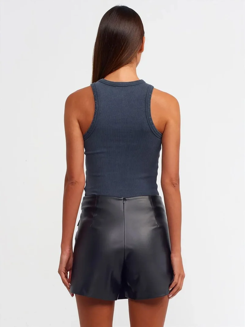 ديلفين Dilvin Sleeveless Ribbed Knit Blouse