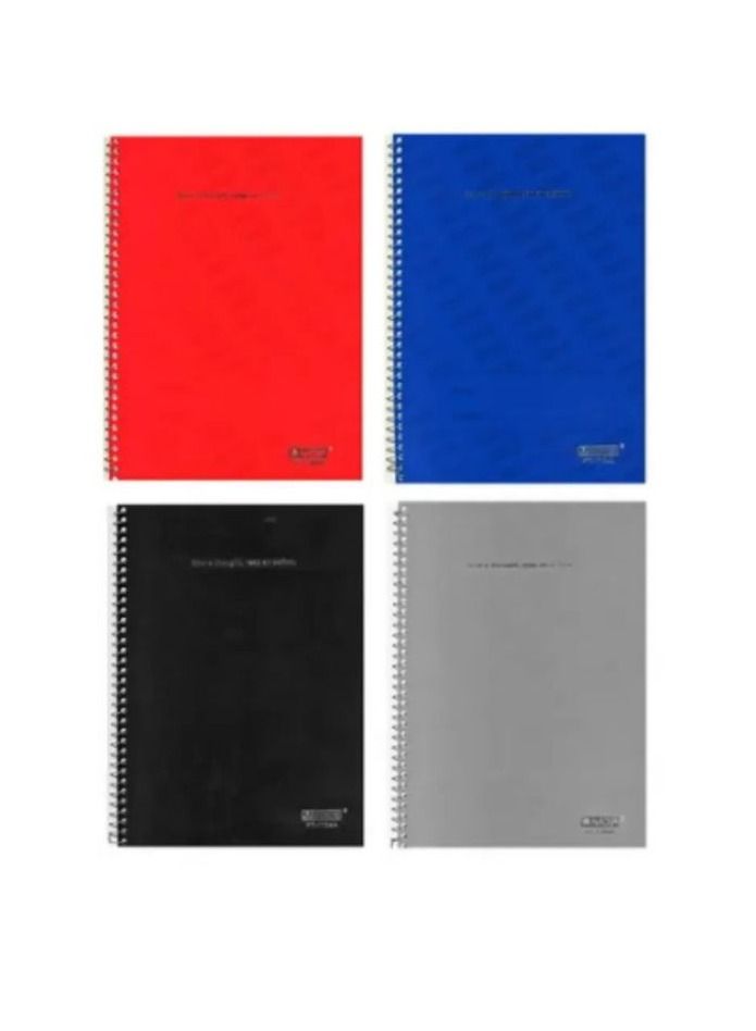 PARTNER 4-Piece A4 Size Spiral Notebook 10mm Squared Ruling