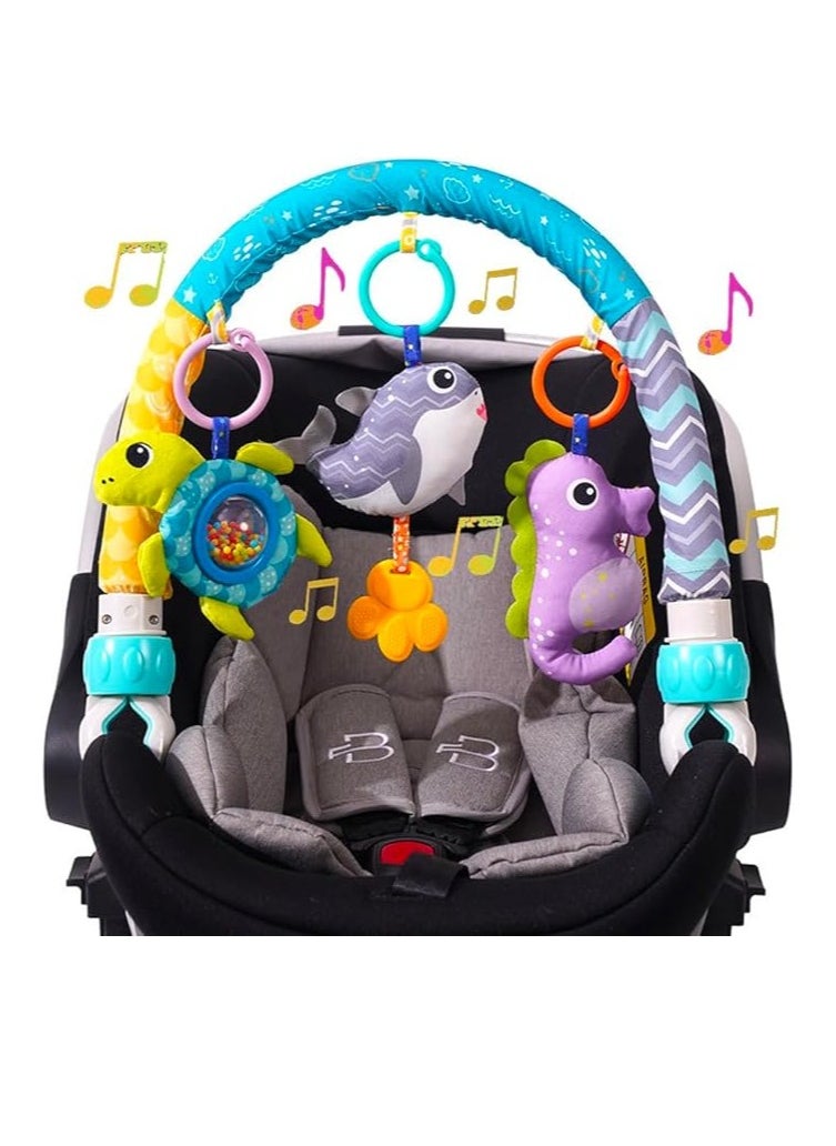 Generic Baby Stroller Arch Toy, Car Seat Toys for Babies 0-12 Months,Activity Musical Arch Toy with Animal Accessories, Sensory Travel Crib Bouncer Bassinet Toys for Toddler Boy Girl  - Image 1