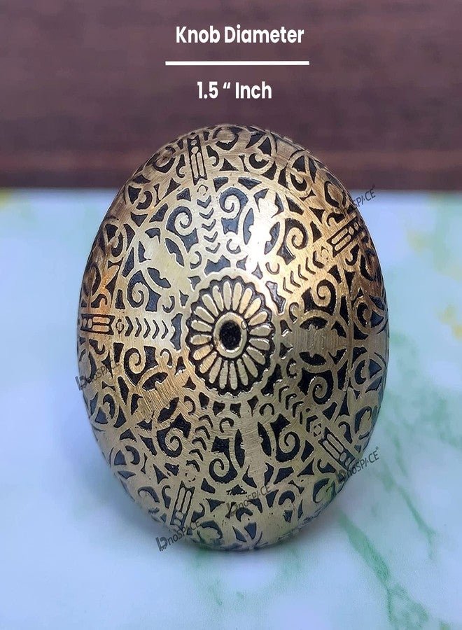 BnoSpace Golden Bronze Mughal Architecture Pattern Brass Door Knobs/Drawer (Set of 4) - Image 5