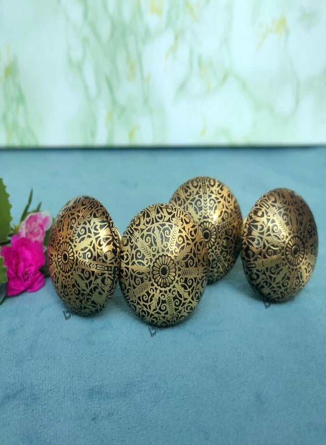 BnoSpace Golden Bronze Mughal Architecture Pattern Brass Door Knobs/Drawer (Set of 4) - Image 2