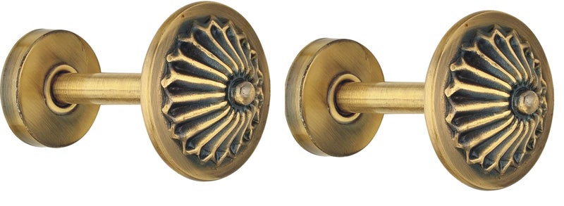 Chitra Window 2 Pcs Curtain Holdback for Curtains Wall Mounted Metal Drapery Hook for Door Window Treatment- Ashoka (Antique Brass) - Image 1