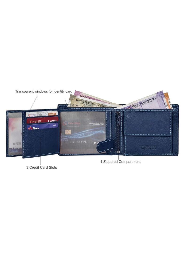 URBANFOREST URBAN FOREST Oliver Blue Leather Wallet for Men, 6 Card Slot - Image 4