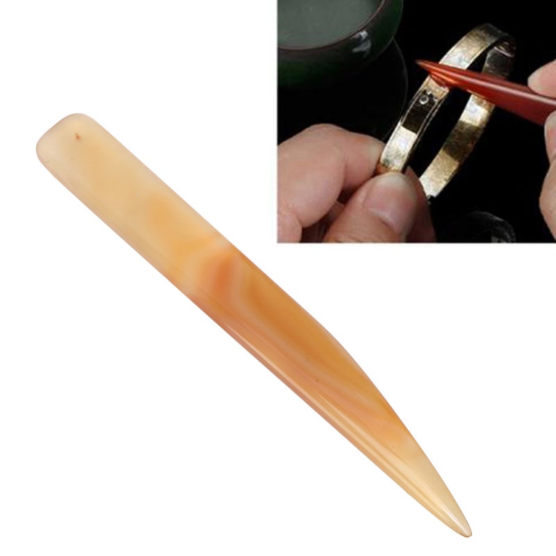 Agate Burnishing Tool Silver Jewellery Maintenance Goldsmith Tool Professional Agate Craft Polishing Tool for Gold Silver Copper 13cm - Image 4