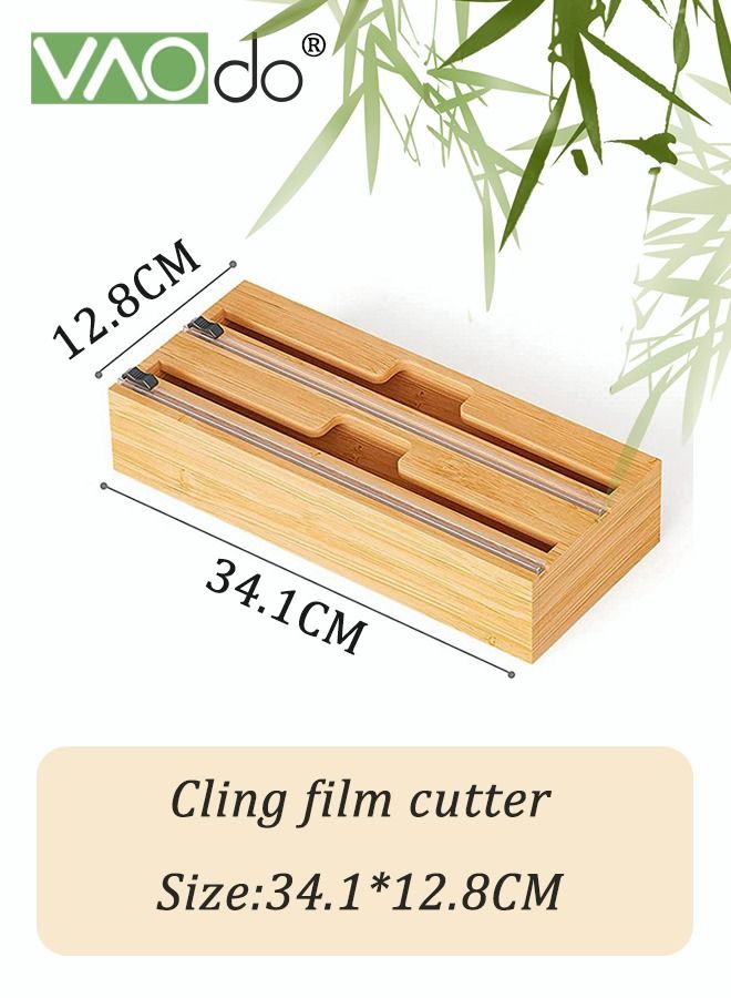 فاو دو 2 في 1 موزع التفاف مع قاطع ، موزع لفاء الغذاء ، حامل منظم لفة الورق الشمع ، متشبث موزع أفلام مع رقائق القاطع ، منظم لفائف رقائق القصدير لفيلم التشبث ، رقائق الألومنيوم ، ورق الشمع أو ورق بارشمنت - Image 2