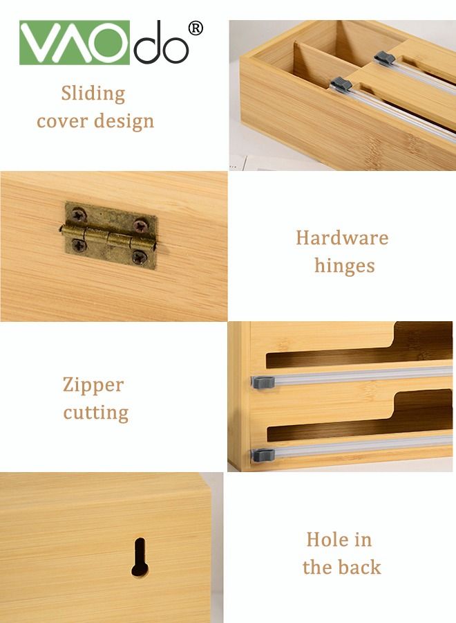 فاو دو 2 في 1 موزع التفاف مع قاطع ، موزع لفاء الغذاء ، حامل منظم لفة الورق الشمع ، متشبث موزع أفلام مع رقائق القاطع ، منظم لفائف رقائق القصدير لفيلم التشبث ، رقائق الألومنيوم ، ورق الشمع أو ورق بارشمنت - Image 5