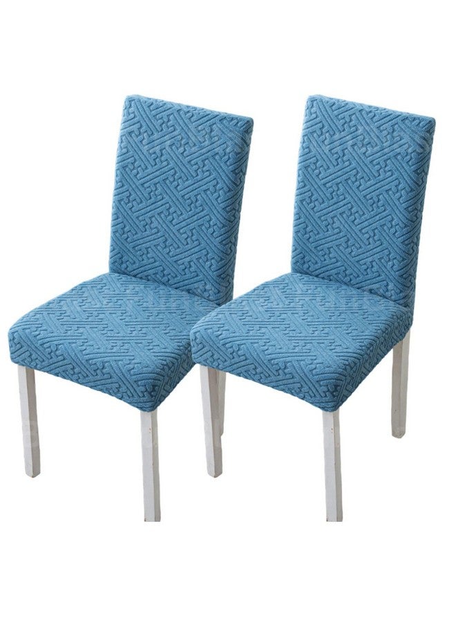 FunBlast Chair Covers - Universal Jacquard Chair Cover, Seat Covers for Dining Chairs, Elastic Stretch Removable Washable Dining Chair Cover Protector Seat Slipcover (Blue, Pack of 2) - Image 1