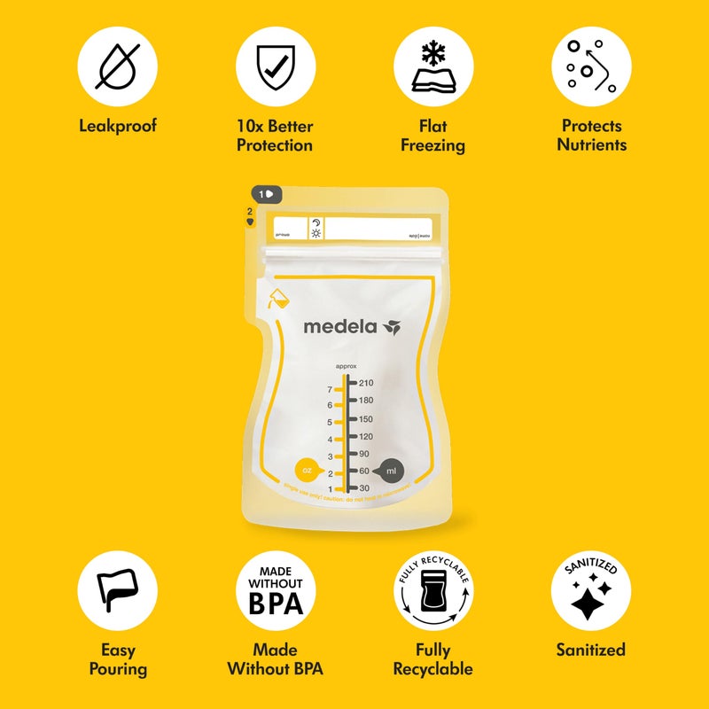 Medela Easy Pour Breastmilk Storage Bags | 50 Count 210ml | Disposable Leakproof Breast Milk Bags with Milk Protection | Recyclable & BPA Free - Image 3