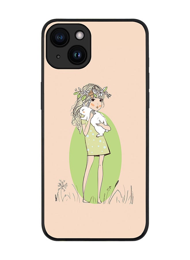 Stylizedd Cover for iPhone 15 Plus Case Rugged Black Slim fit Soft Flexible Anti Drop TPU Gel Thin Protective Phone Cases - Bunny Cuddles - Image 1