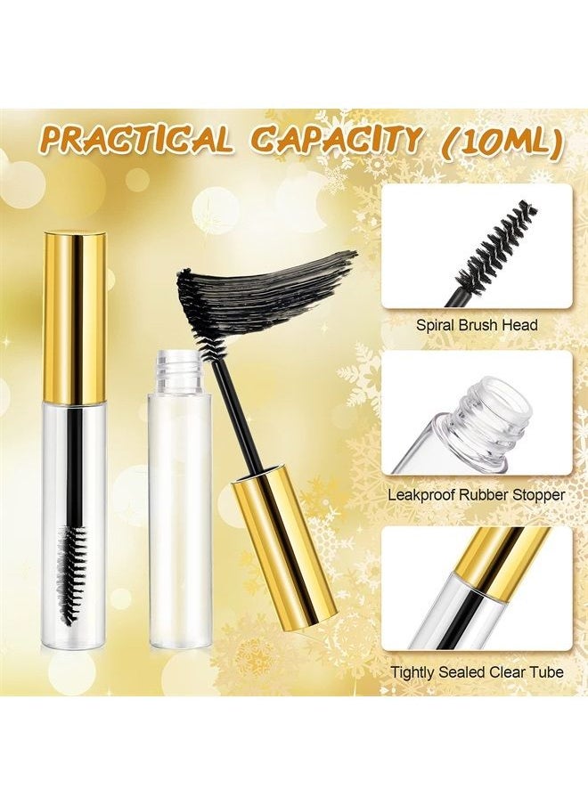 Maitys - 40 Pieces 10 ml Empty Mascara Tubes Eyelash Wand Refillable Clear Bottles Eyelash Cream Container Bottle with 4 Pieces Transparent Funnels Transferring Castor Oil for DIY Cosmetics (Golden) - Image 1