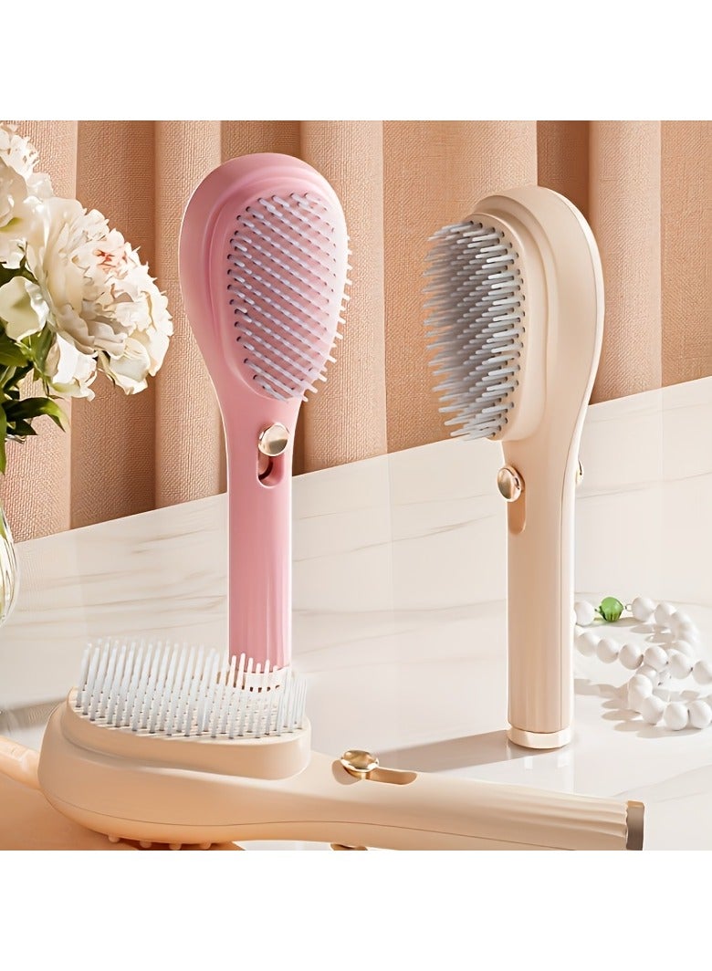 إسكدنيا فرشاة شعر تلسكوبية ذاتية التنظيف - فرشاة تدليك فروة الرأس المحمولة المضادة للكهرباء الساكنة وفك التشابك - Image 5