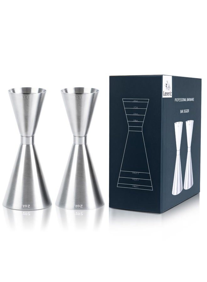 Lexenic oz/ml Dual Markings Jigger for Bartending, 304 Stainless Steel Heavy Duty Double Cocktail Jigger with 7 Measurements Inside, Professional Japanese Jigger Bar Tool for Bartender Home Bar Party - Image 1