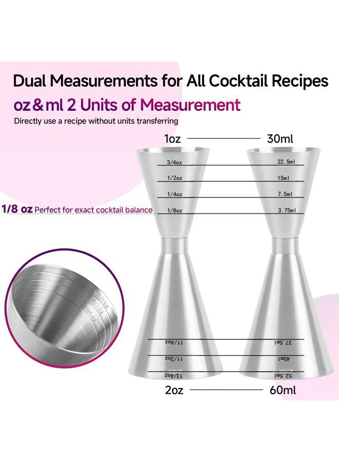 Lexenic oz/ml Dual Markings Jigger for Bartending, 304 Stainless Steel Heavy Duty Double Cocktail Jigger with 7 Measurements Inside, Professional Japanese Jigger Bar Tool for Bartender Home Bar Party - Image 3