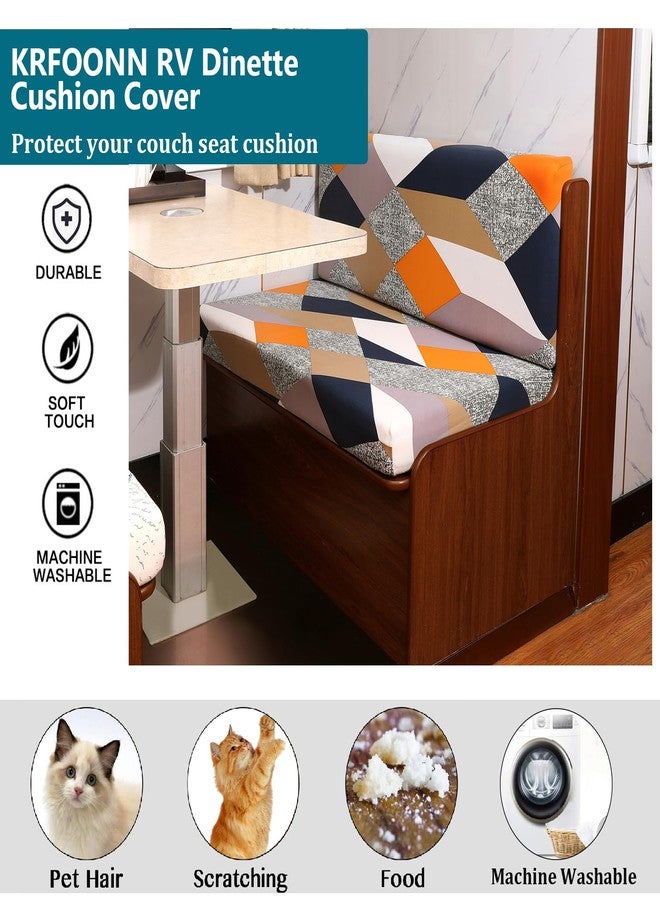 KRFOONN RV Dinette Cushion Covers Stretch Camper Cushions Cover Replacement Couch Cushion Slipcovers Washable Loveseat Slipcovers for Travel Trailer Couch Includes 2 Backrest Cover & 2 Bench Cover, 10 - Image 5