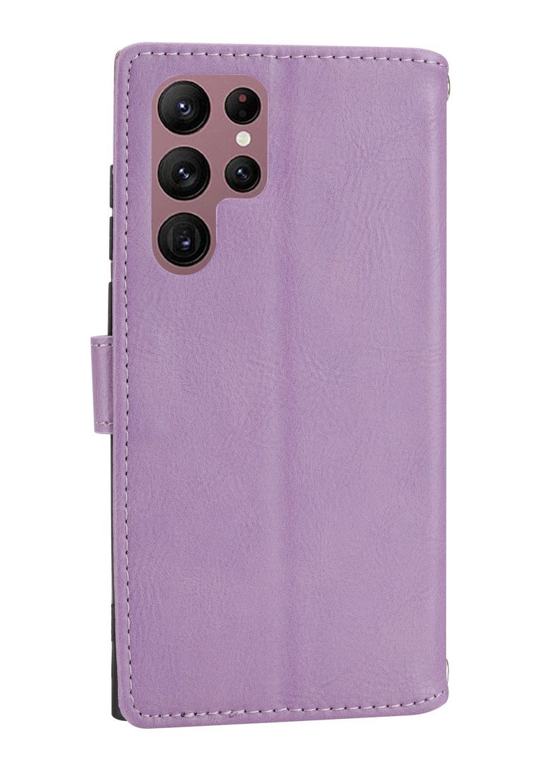 Suteni Zipped Flip Cover Card Slots Leather Phone Case for Samsung - Image 2