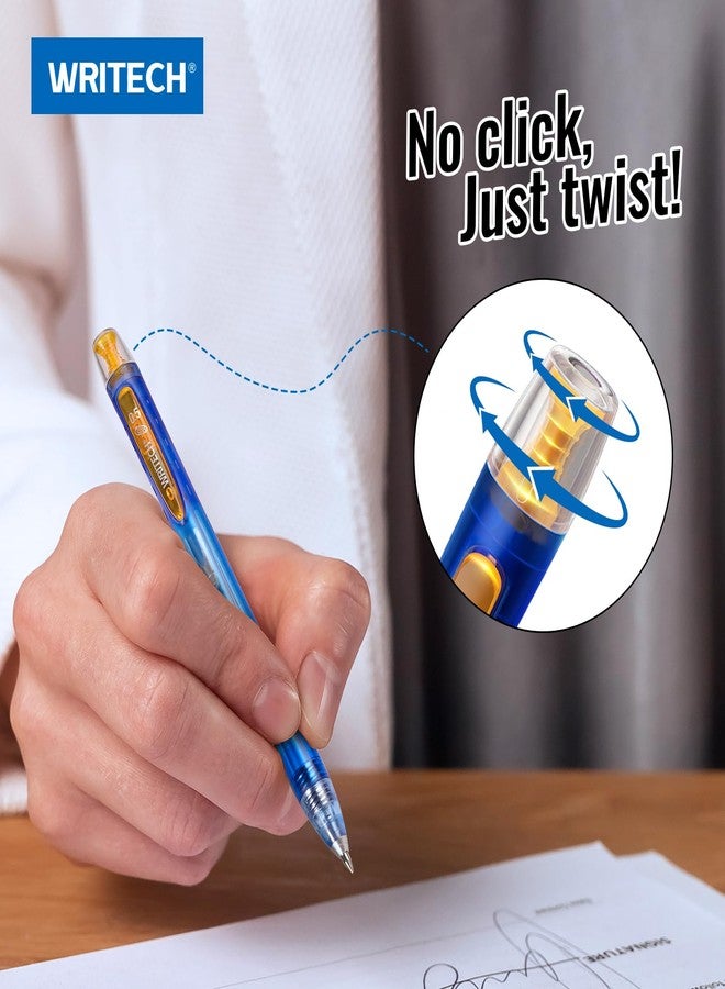 WRITECH أقلام حبر جاف WRITECH Twist: رأس رفيع 0.5 مم، حبر أسود، 6 أقلام، مركز ثقل منخفض، قلم قابل للدوران، لا يلطخ، نقرة صامتة، زر المسافة لأعلى، حبر جاف جالاكسي - Image 2