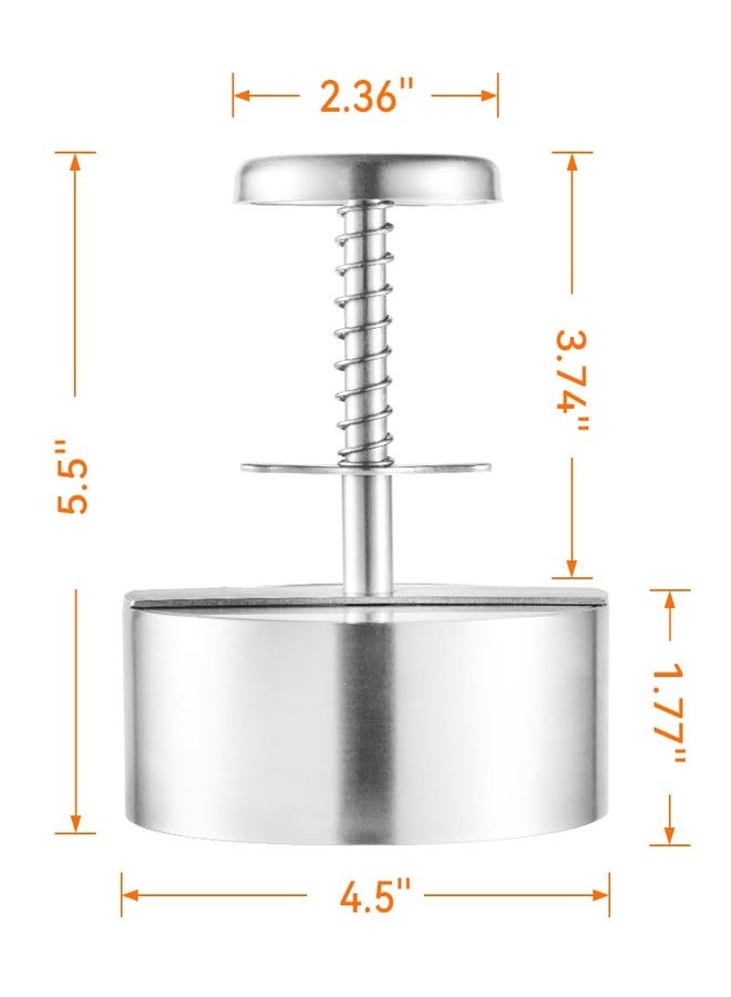 Brigii 304 Stainless Steel Burger Press - 4.5" Hamburger Patty Maker, Heavy Duty Stainless Steel Burger Press for Ground Beef, Burgers (Dishwasher Safe) - Image 5