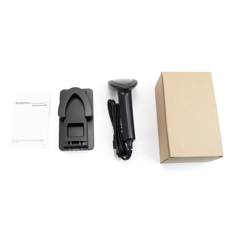 Handheld USB Barcode Scanner with Stand CMOS Image Sensor Black Plug Play for Android MacOS Linux - Image 2