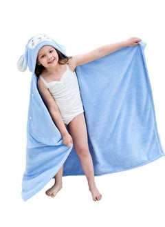 Hooded Baby Towel, Kids Bath Towels with Hood Blanket Bathrobe Coral Fleece Bathrobe for Boys Girls (Blue)