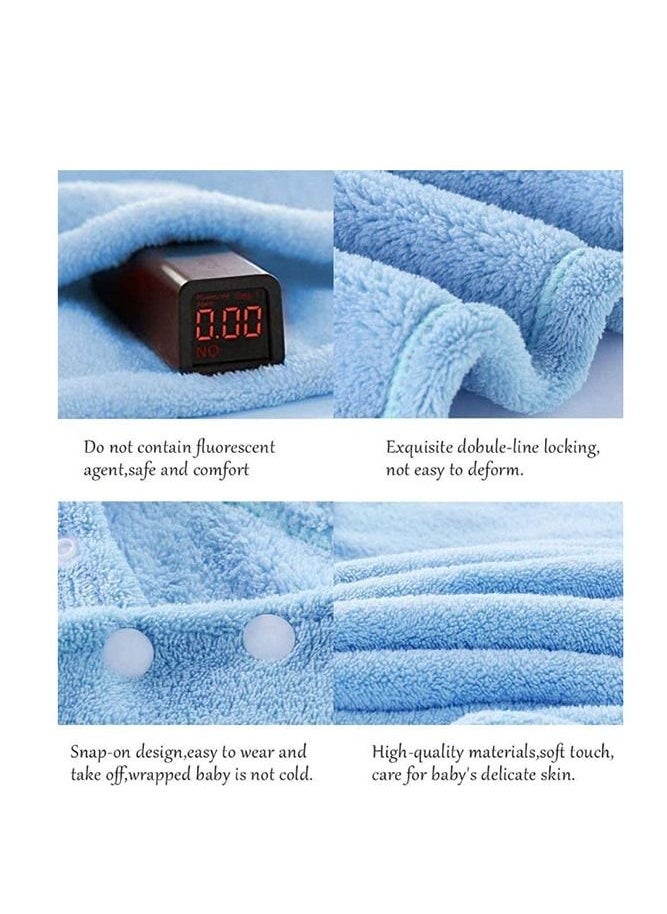 Generic - Hooded Baby Towel, Kids Bath Towels with Hood Blanket Bathrobe Coral Fleece Bathrobe for Boys Girls (Blue) - Image 1