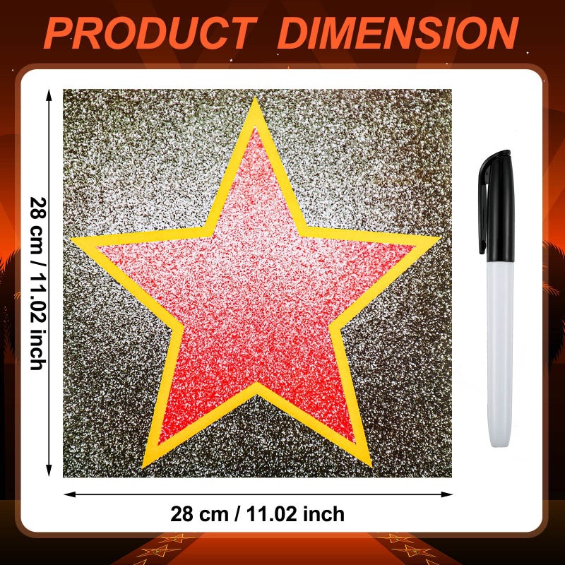 Geyee 100 Sheets Movie Walk Star Stickers Red Carpet Stickers with Black Marker Movie Theme Party Decorations Set Boulevard Star for Red Carpet Party Night Decorations - Image 2