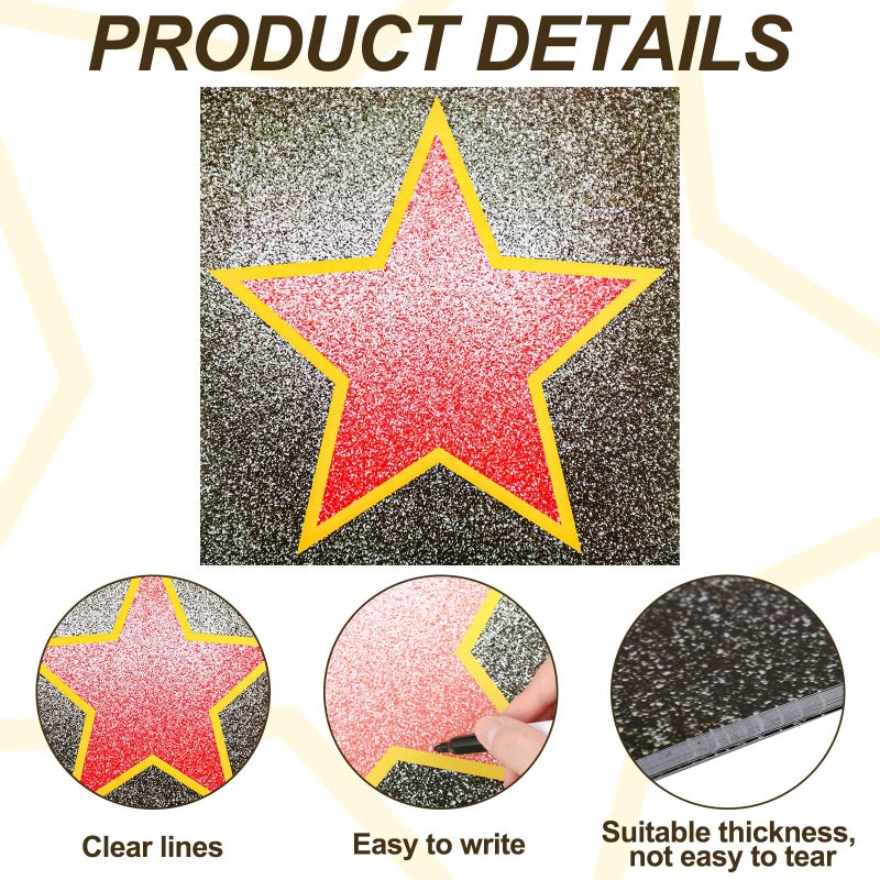 Geyee 100 Sheets Movie Walk Star Stickers Red Carpet Stickers with Black Marker Movie Theme Party Decorations Set Boulevard Star for Red Carpet Party Night Decorations - Image 3