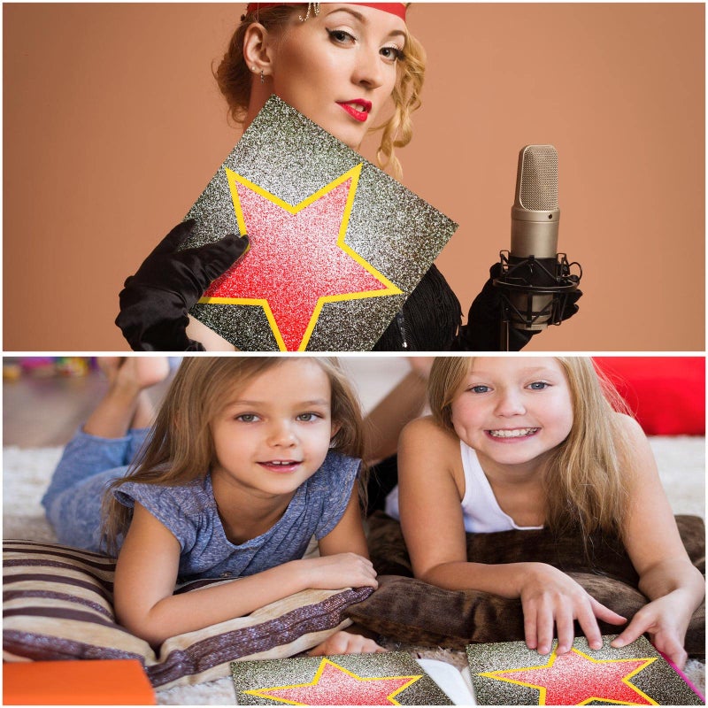 Geyee 100 Sheets Movie Walk Star Stickers Red Carpet Stickers with Black Marker Movie Theme Party Decorations Set Boulevard Star for Red Carpet Party Night Decorations - Image 5