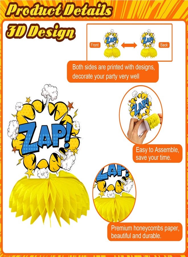 Oiuyamn 10 Pieces Hero Party Decoration, Hero Honeycomb Centerpieces 3D Table Topper Standing Decorations, Hero-Theme Party Supplies for Birthday Shower Decorations - Image 5
