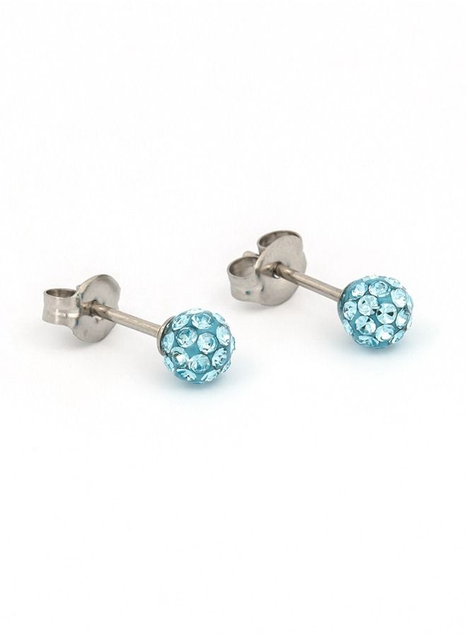 Studex 4.5MM Fireball - Aquamarine Allergy-Free Stainless Steel Ear Studs - Image 2