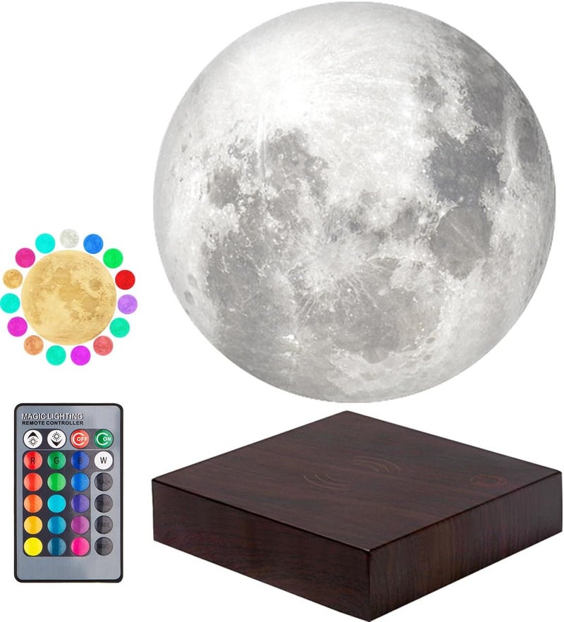 VGAzer Moon Lamp 3D Printing Magnetic Levitating Moon Light Lamps for HomeOffice Decor Creative Gift6 InchHas 16 Colors 20 Modes - Image 1