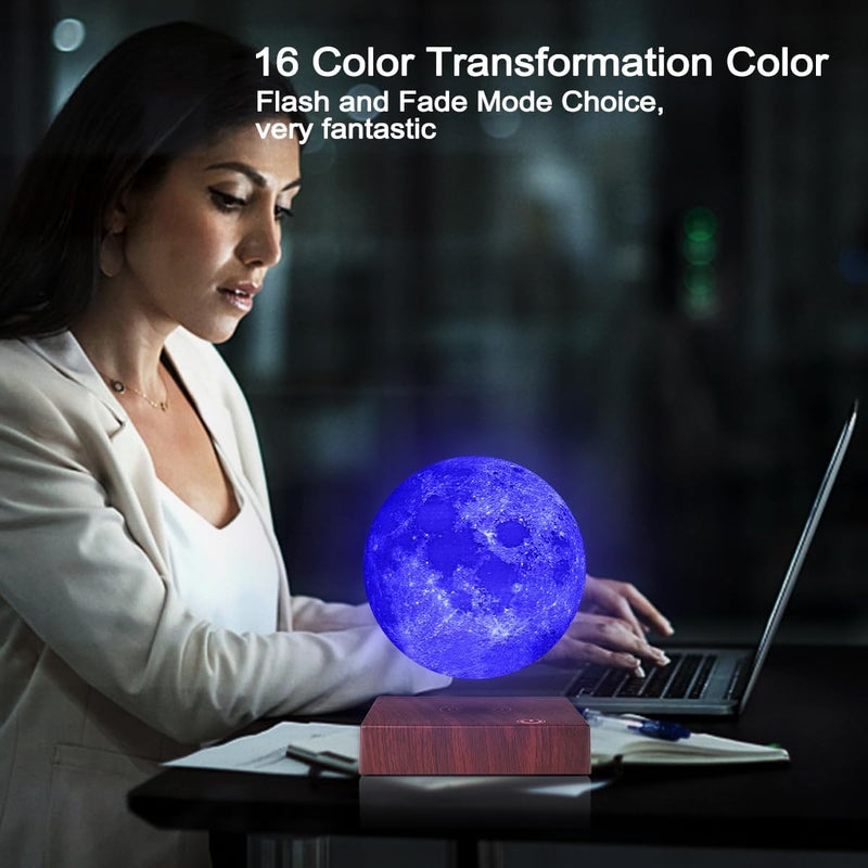 VGAzer Moon Lamp 3D Printing Magnetic Levitating Moon Light Lamps for HomeOffice Decor Creative Gift6 InchHas 16 Colors 20 Modes - Image 3