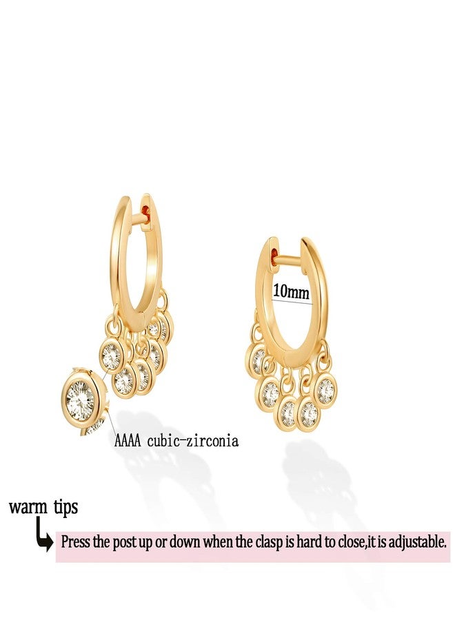 BENEIGE Gold Dangle Huggie Earrings for Women 14K Gold Plated Hoop Earrings Dainty Tassel CZ Hoop Earrings Handmade Hypoallergenic Jewelry For Women - Image 5