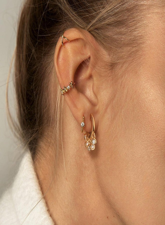 BENEIGE Gold Dangle Huggie Earrings for Women 14K Gold Plated Hoop Earrings Dainty Tassel CZ Hoop Earrings Handmade Hypoallergenic Jewelry For Women - Image 2