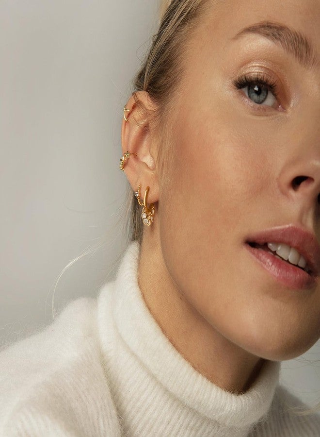 BENEIGE Gold Dangle Huggie Earrings for Women 14K Gold Plated Hoop Earrings Dainty Tassel CZ Hoop Earrings Handmade Hypoallergenic Jewelry For Women - Image 4