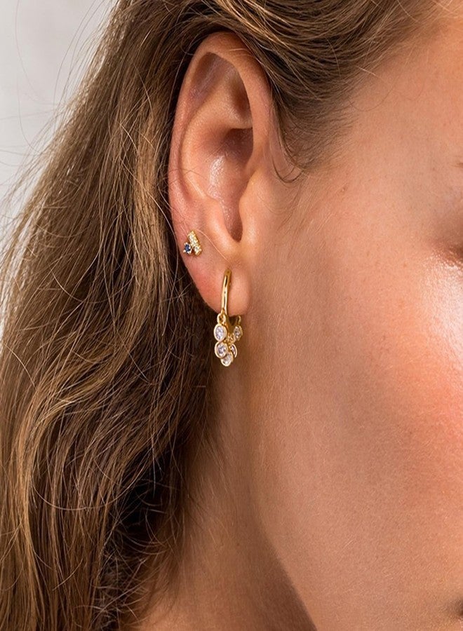 BENEIGE Gold Dangle Huggie Earrings for Women 14K Gold Plated Hoop Earrings Dainty Tassel CZ Hoop Earrings Handmade Hypoallergenic Jewelry For Women - Image 3