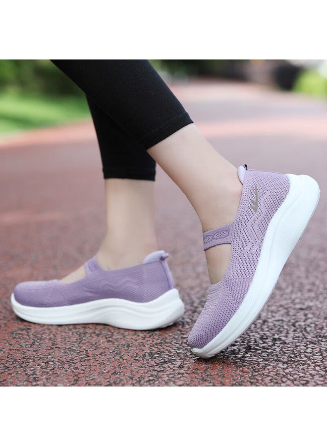 Pull Back Huili Mom Shoes, Walking Shoes, Comfortable Sports Shoes For Middle-aged And Elderly Women, Non-slip Soft Sole, Traditional Beijing Cloth Shoes For The Elderly, 1505 Purple, Size 37 - Image 4