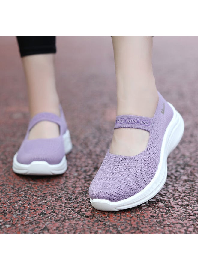 Pull Back Huili Mom Shoes, Walking Shoes, Comfortable Sports Shoes For Middle-aged And Elderly Women, Non-slip Soft Sole, Traditional Beijing Cloth Shoes For The Elderly, 1505 Purple, Size 37 - Image 3