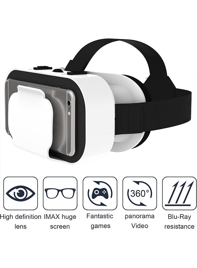 VR SHINECON Adjustable 3D VR Virtual Reality Glasses with Controller, VR Headset Compatible with 4.7 to 6.5 Inch ios and Android Phone, Anti Blue Light Headset for Games and Movies, Lightweight Design, White - Image 5
